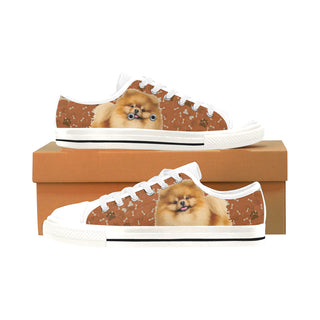 Pomeranian Dog White Men's Classic Canvas Shoes/Large Size - TeeAmazing