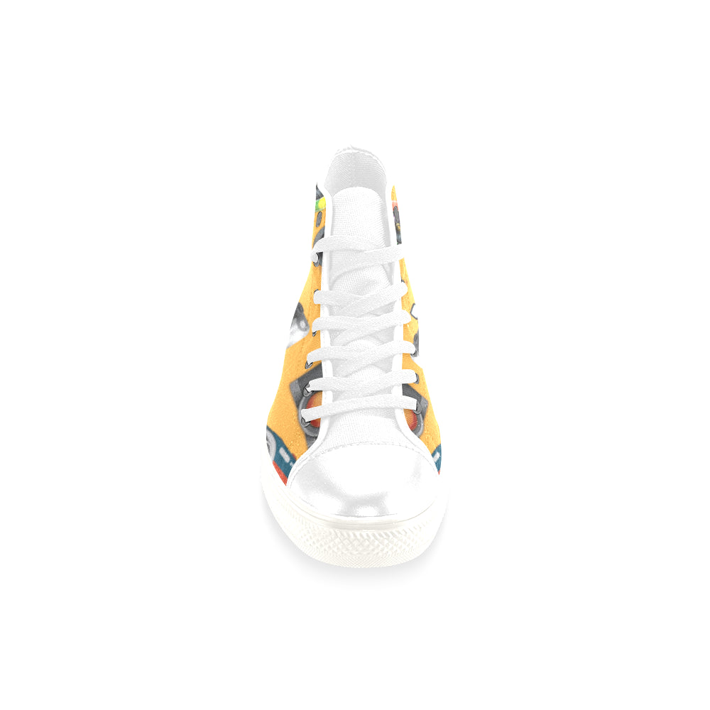 Photography Camera White Men’s Classic High Top Canvas Shoes /Large Size - TeeAmazing