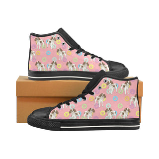 Cavalier King Charles Spaniel Water Colour Pattern No.1 Black Men’s Classic High Top Canvas Shoes /Large Size - TeeAmazing