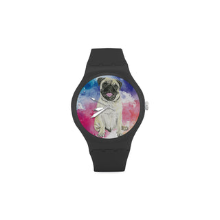 Pug Water Colour No.1 Black Unisex Round Rubber Sport Watch - TeeAmazing