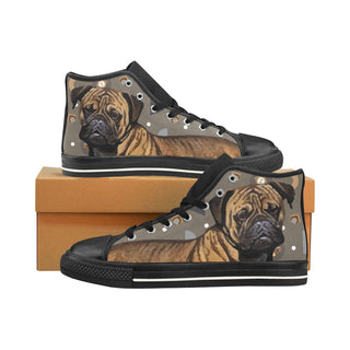 Bullmastiff Dog Black Men’s Classic High Top Canvas Shoes /Large Size - TeeAmazing