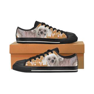 Cute Chinese Crested Black Men's Classic Canvas Shoes/Large Size - TeeAmazing