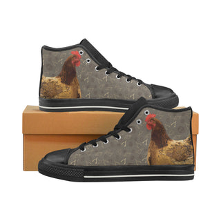 Chicken Footprint Black Men’s Classic High Top Canvas Shoes - TeeAmazing