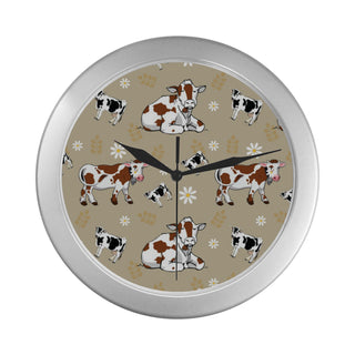 Cow Pattern Silver Color Wall Clock - TeeAmazing