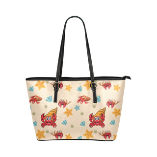 Hermit Crab Pattern Leather Tote Bag/Small - TeeAmazing