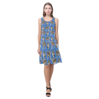 Wolf Pattern Sleeveless Splicing Shift Dress - TeeAmazing