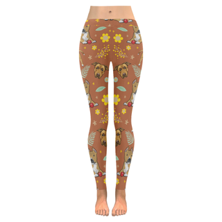 American Staffordshire Terrier Flower Low Rise Leggings (Invisible Stitch) (Model L05) - TeeAmazing