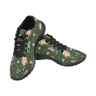 Greyhound Flower Black Men's Running Shoes/Large Size (Model 020) - TeeAmazing