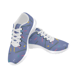 Recorder Pattern White Men's Running Shoes/Large Size (Model 020) - TeeAmazing