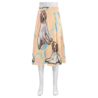 Brittany Spaniel Flower Mnemosyne Women's Crepe Skirt (Model D16) - TeeAmazing