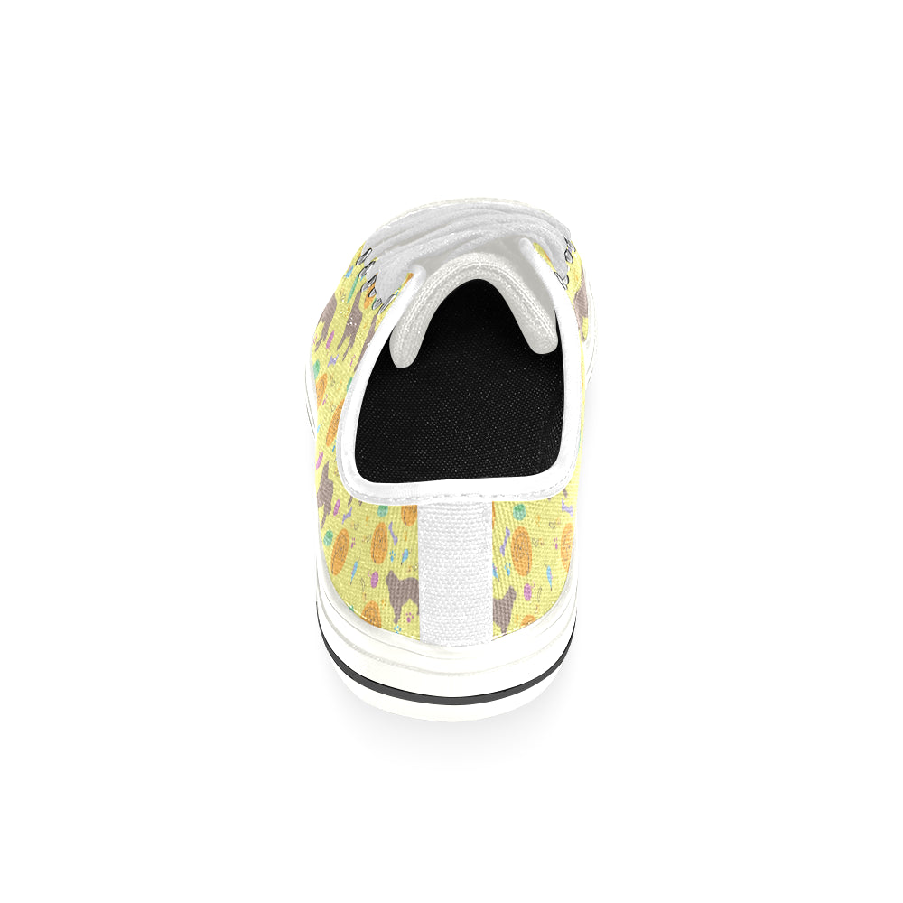 Newfoundland Pattern White Low Top Canvas Shoes for Kid - TeeAmazing