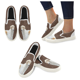 Borzoi Dog White Women's Slip-on Canvas Shoes - TeeAmazing