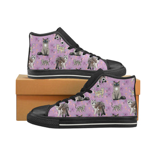 Balinese Cat Black High Top Canvas Shoes for Kid - TeeAmazing