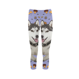 Siberian Husky Dog Capri Legging (Model L02) - TeeAmazing