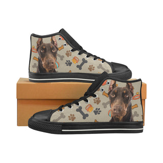 Doberman Dog Black High Top Canvas Women's Shoes/Large Size - TeeAmazing