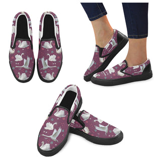 Swan Black Women's Slip-on Canvas Shoes - TeeAmazing