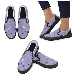 Flute Pattern Black Women's Slip-on Canvas Shoes - TeeAmazing