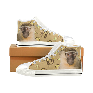 Monkey White High Top Canvas Shoes for Kid - TeeAmazing