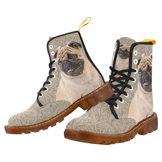 Pug Lover Black Boots For Women - TeeAmazing