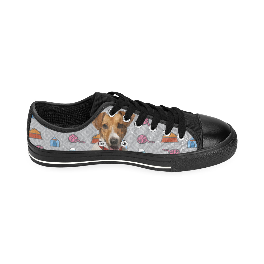 Jack Russell Terrier Black Men's Classic Canvas Shoes/Large Size - TeeAmazing