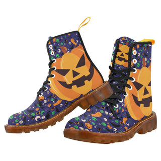 Pumpkin Halloween Black Boots For Women - TeeAmazing