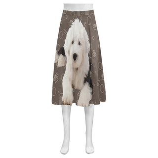 Old English Sheepdog Dog Mnemosyne Women's Crepe Skirt (Model D16) - TeeAmazing