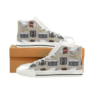 Drum Pattern White Women's Classic High Top Canvas Shoes - TeeAmazing