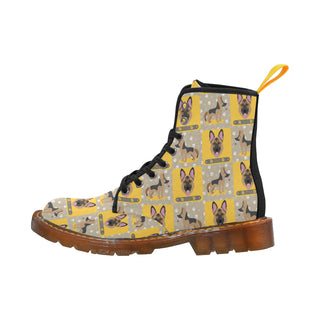 German Shepherd Pattern Black Boots For Men - TeeAmazing