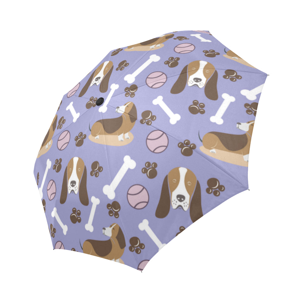 Basset Hound Pattern Auto-Foldable Umbrella - TeeAmazing