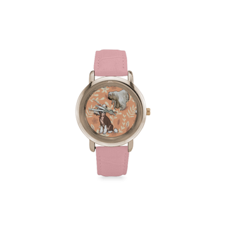 Chinese Crested Flower Women's Rose Gold Leather Strap Watch - TeeAmazing