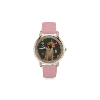 Puggle Dog Women's Rose Gold Leather Strap Watch - TeeAmazing