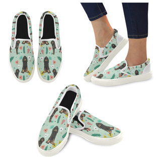 Weimaraner Flower White Women's Slip-on Canvas Shoes - TeeAmazing