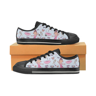 Ballet Pattern Black Low Top Canvas Shoes for Kid - TeeAmazing