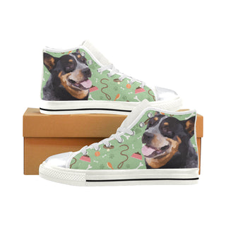 Australian Cattle Dog White High Top Canvas Women's Shoes/Large Size - TeeAmazing