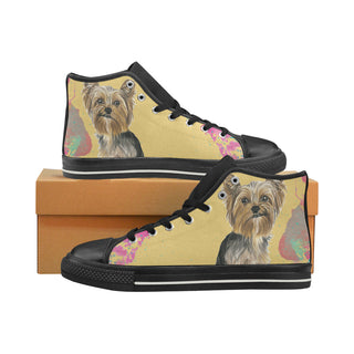 Yorkshire Terrier Water Colour No.1 Black Men’s Classic High Top Canvas Shoes - TeeAmazing