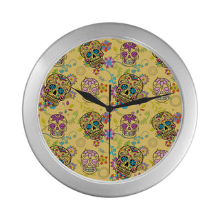 Sugar Skull Silver Color Wall Clock - TeeAmazing