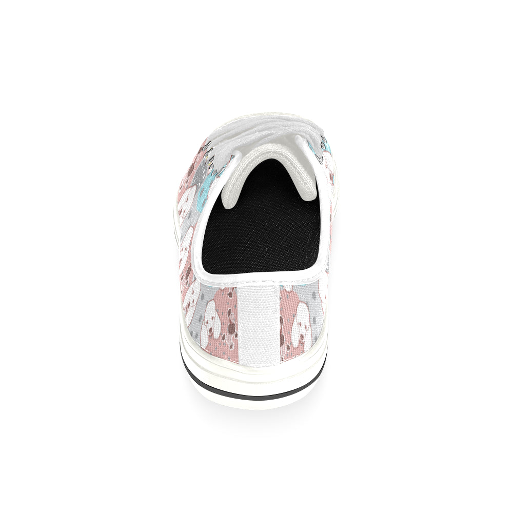 Poodle Pattern White Low Top Canvas Shoes for Kid - TeeAmazing