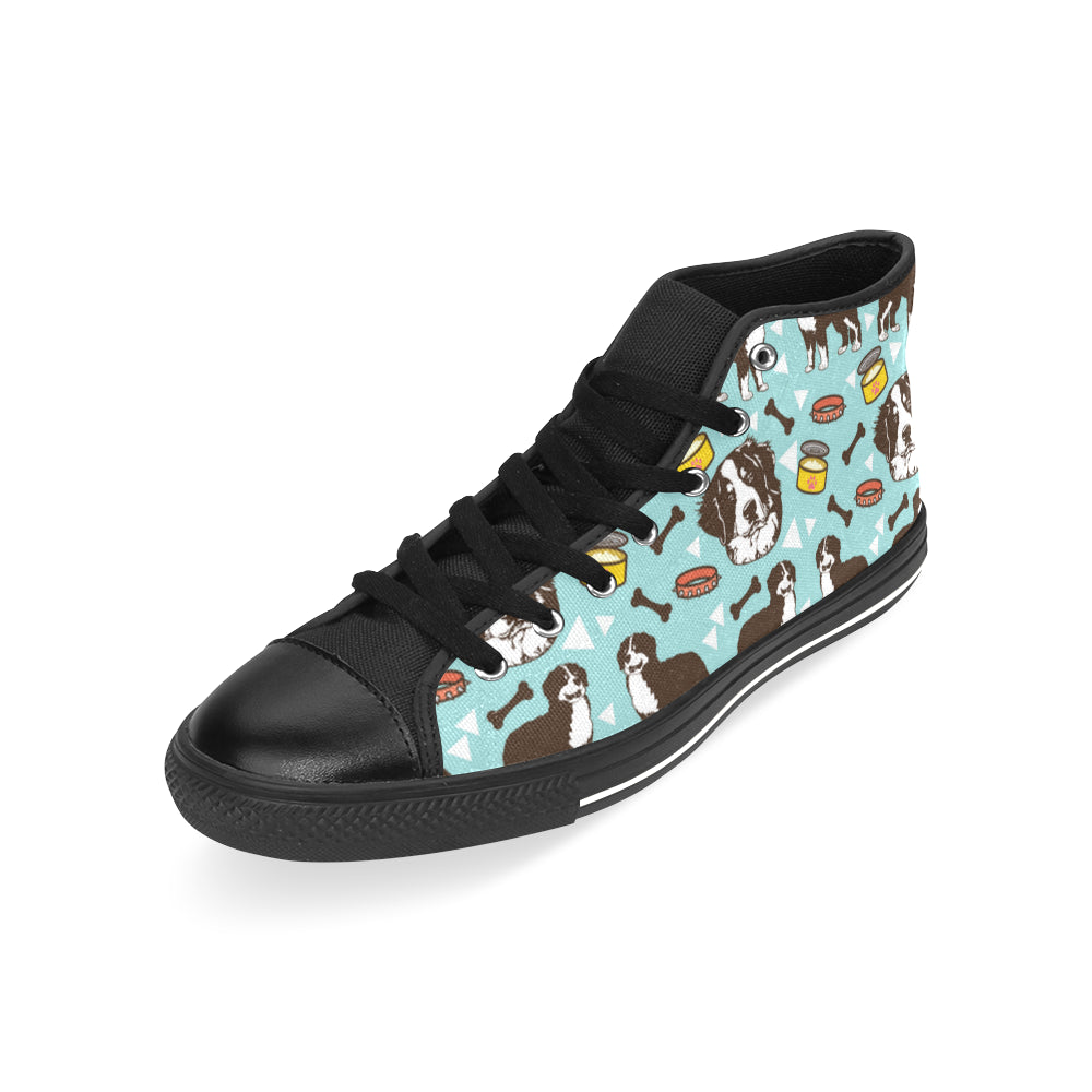 Bernese Mountain Pattern Black Men’s Classic High Top Canvas Shoes /Large Size - TeeAmazing