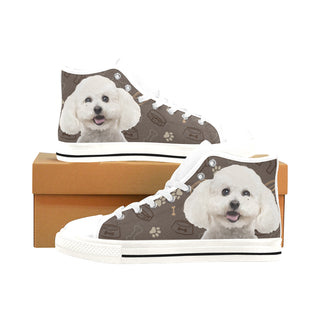 Bichon Frise Dog White Men’s Classic High Top Canvas Shoes /Large Size - TeeAmazing