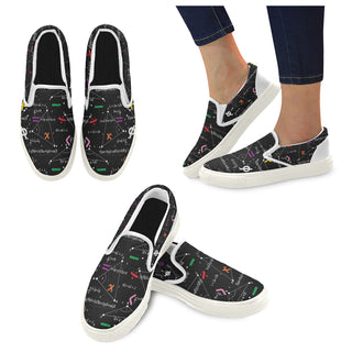 Math White Women's Slip-on Canvas Shoes - TeeAmazing