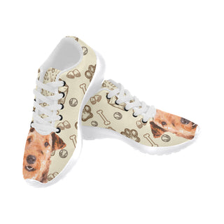 Airedale Terrier White Sneakers for Men - TeeAmazing