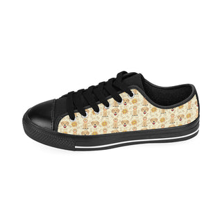 Golden Retriever Pattern Black Men's Classic Canvas Shoes/Large Size - TeeAmazing