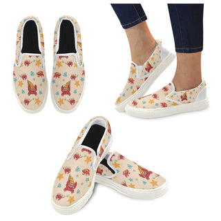 Hermit Crab Pattern White Women's Slip-on Canvas Shoes - TeeAmazing