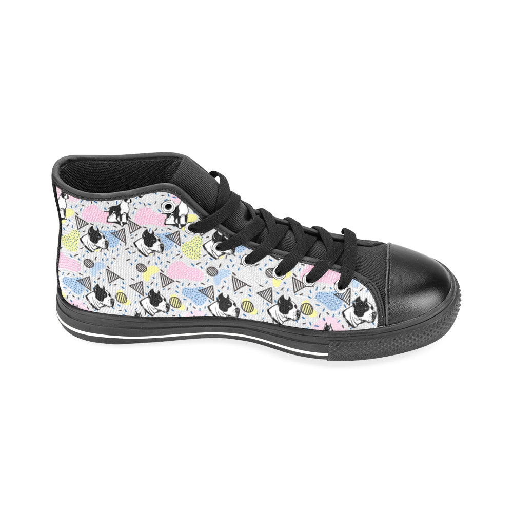 American Staffordshire Terrier Pattern Black Men’s Classic High Top Canvas Shoes /Large Size - TeeAmazing