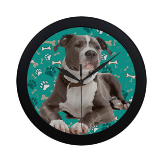 Staffordshire Bull Terrier Black Circular Plastic Wall clock - TeeAmazing