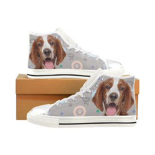 Welsh Springer Spaniel Dog White High Top Canvas Shoes for Kid - TeeAmazing