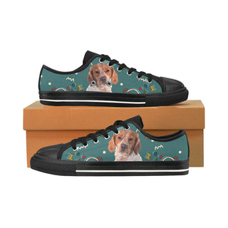 Brittany Spaniel Dog Black Men's Classic Canvas Shoes/Large Size - TeeAmazing