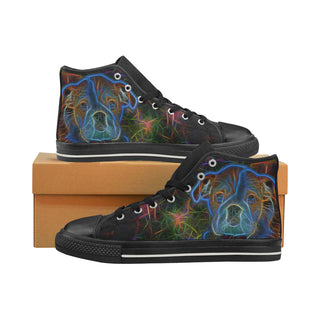 English Bulldog Glow Design 3 Black Men’s Classic High Top Canvas Shoes - TeeAmazing