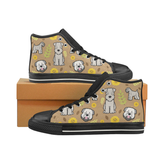 Soft Coated Wheaten Terrier Flower Black High Top Canvas Shoes for Kid (Model 017) - TeeAmazing