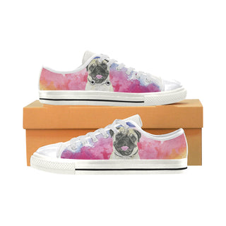 Pug Water Colour No.1 White Women's Classic Canvas Shoes - TeeAmazing